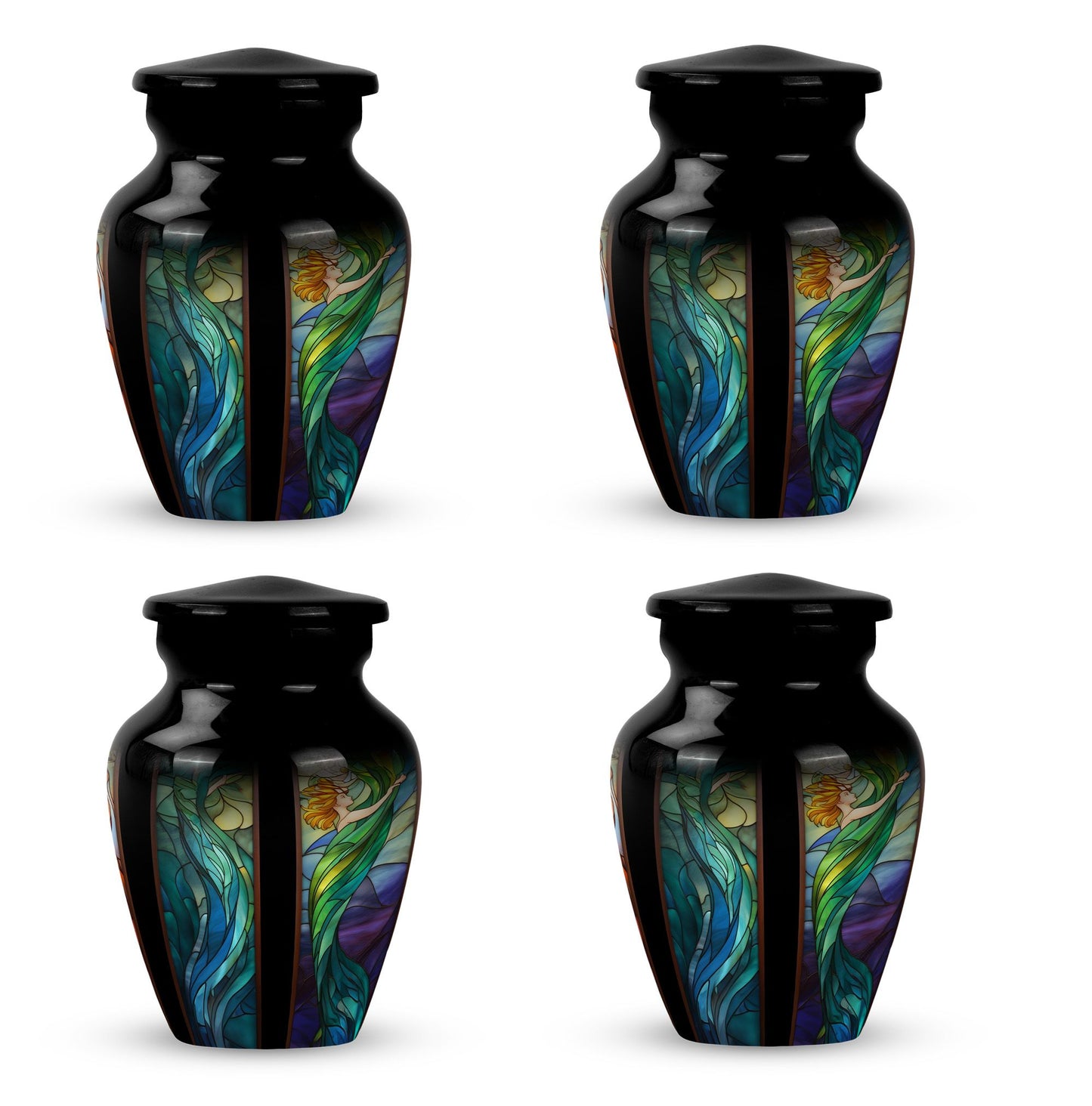 Glass Stained Glass Memorial Urn for Human Ashes - 10-inch, 200 cu in - Yatskia