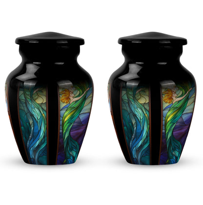 Glass Stained Glass Memorial Urn for Human Ashes - 10-inch, 200 cu in - Yatskia