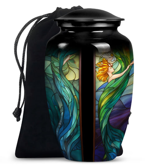 Stained Glass Urn For Ashes Memorial, Funeral Shape Urn