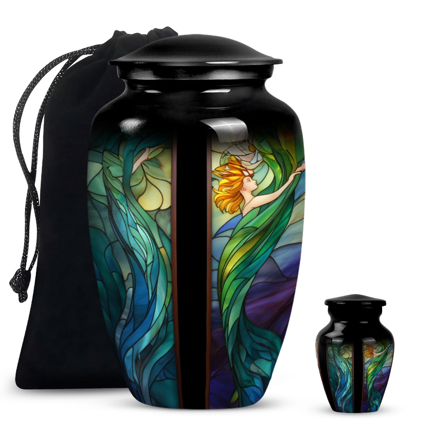 Glass Stained Glass Memorial Urn for Human Ashes - 10-inch, 200 cu in - Yatskia