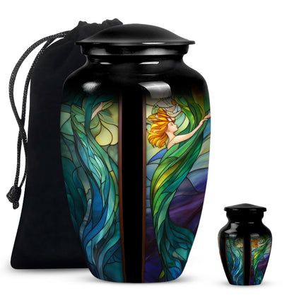 Glass Stained Glass Memorial Urn for Human Ashes - 10-inch, 200 cu in - Yatskia