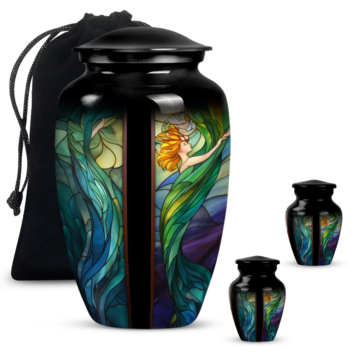 Glass Stained Glass Memorial Urn for Human Ashes - 10-inch, 200 cu in - Yatskia