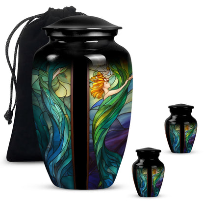 Glass Stained Glass Memorial Urn for Human Ashes - 10-inch, 200 cu in - Yatskia