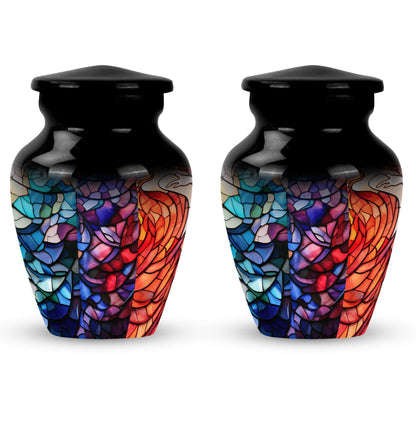 Stained Glass Urn for Human Ashes, Blue Purple Red Mosaic, Cremation Urn