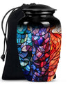 10 inch classic stained glass urn,.