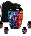 10 inch classic stained glass urn,.