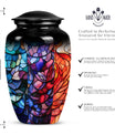 10 inch classic stained glass urn,.