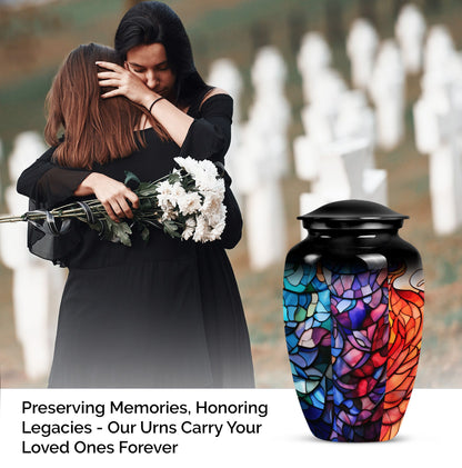 10 inch classic stained glass urn,.