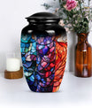 10 inch classic stained glass urn,.