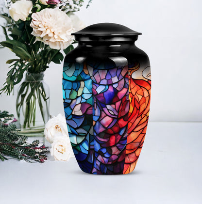 10 inch classic stained glass urn,.