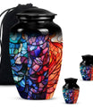 10 inch classic stained glass urn,.