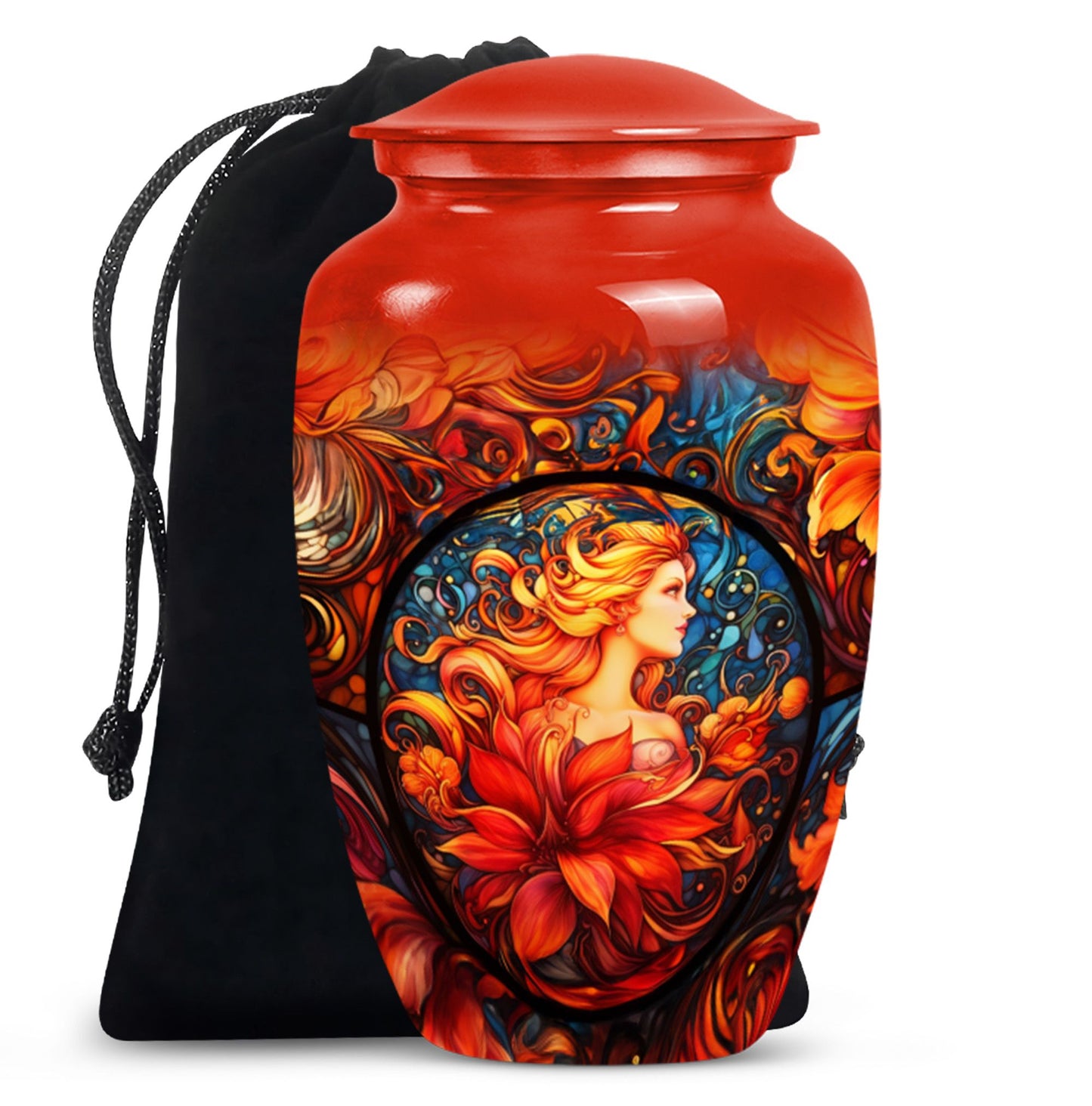 Glass Stained Glass Memorial Urn for Human Ashes - 10-inch, 200 cu in - Yatskia