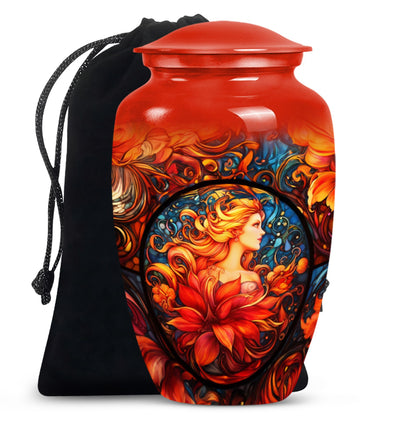 Glass Stained Glass Memorial Urn for Human Ashes - 10-inch, 200 cu in - Yatskia