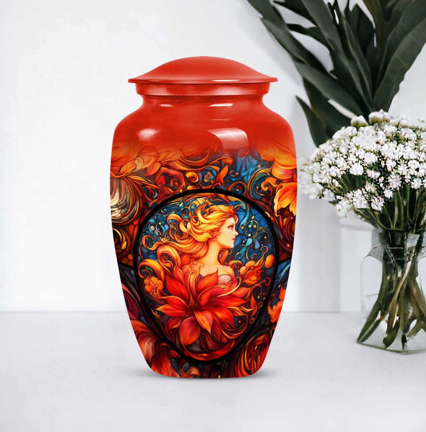 10-inch stained glass Classic urn for cremation ashes