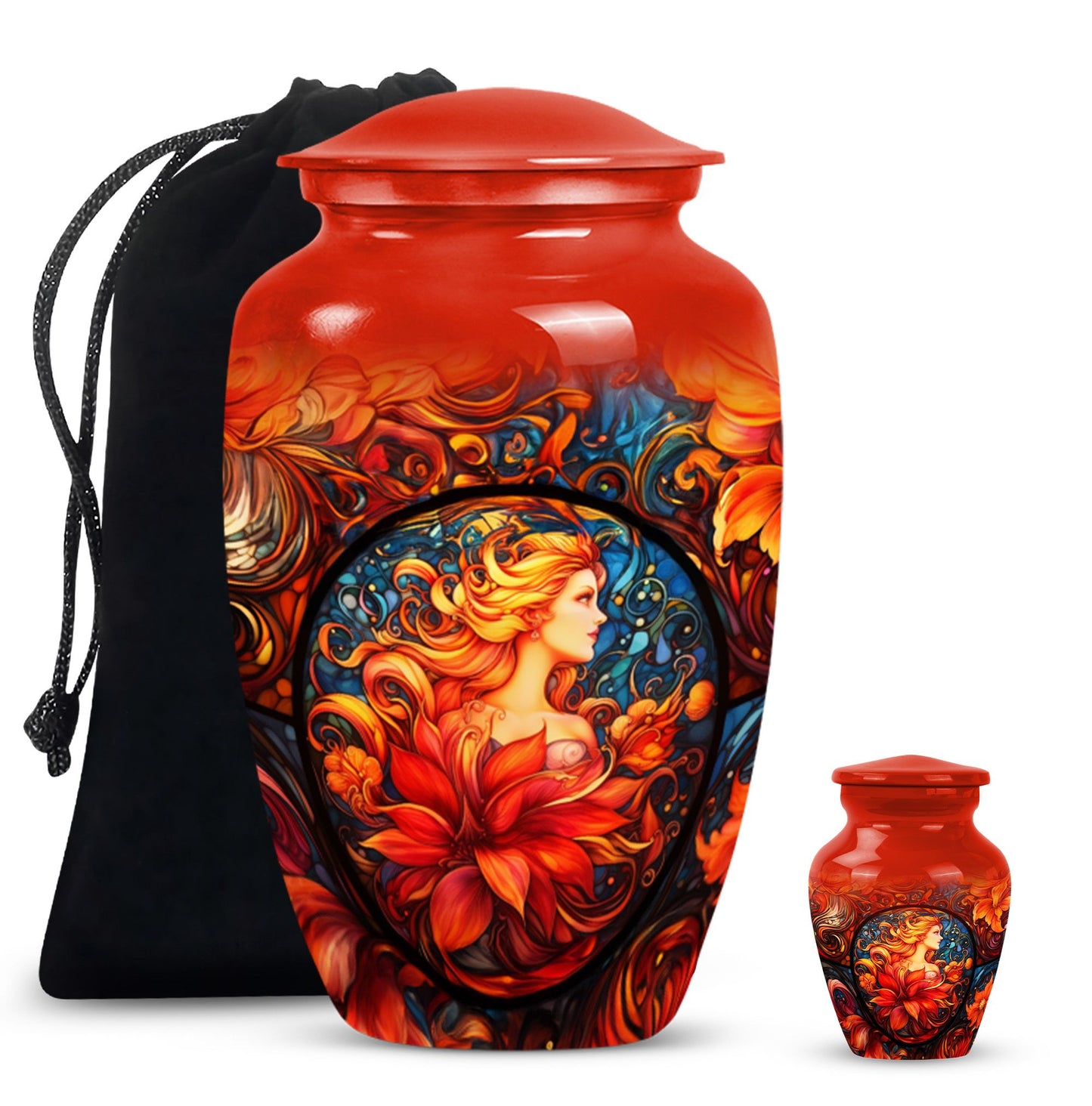 Glass Stained Glass Memorial Urn for Human Ashes - 10-inch, 200 cu in - Yatskia