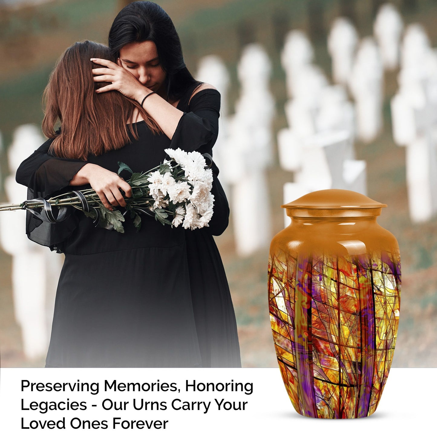 10-inch classic stained glass urn for cremation ashes