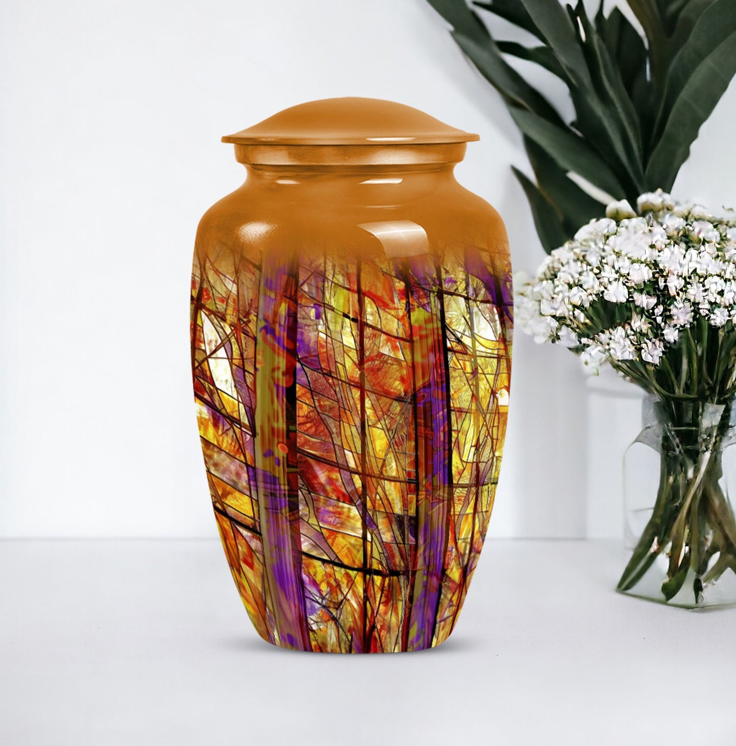 10-inch classic stained glass urn for cremation ashes