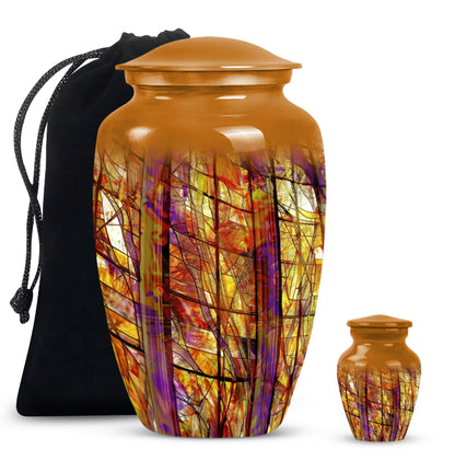 Glass Stained Glass Cremation Urn for Human Ashes - 10-inch, 200 cu in - Yatskia