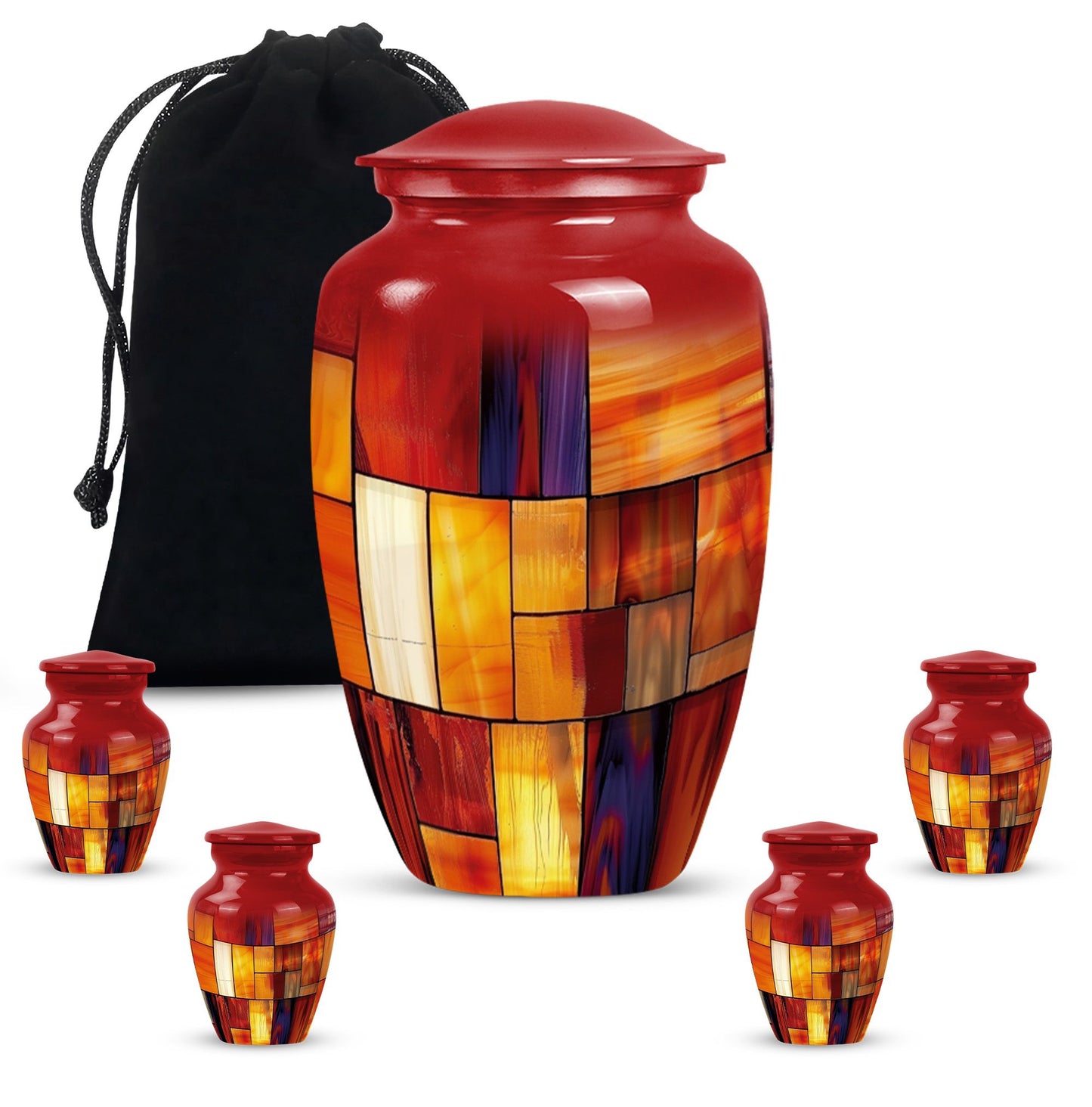 Glass Stained Glass Cremation Urn for Human Ashes - 10-inch, 200 cu in - Yatskia