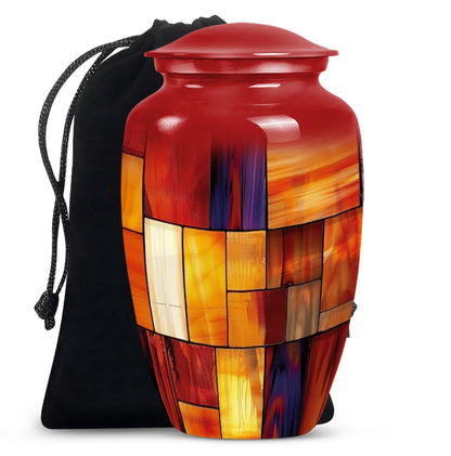 Glass Stained Glass Cremation Urn for Human Ashes - 10-inch, 200 cu in - Yatskia