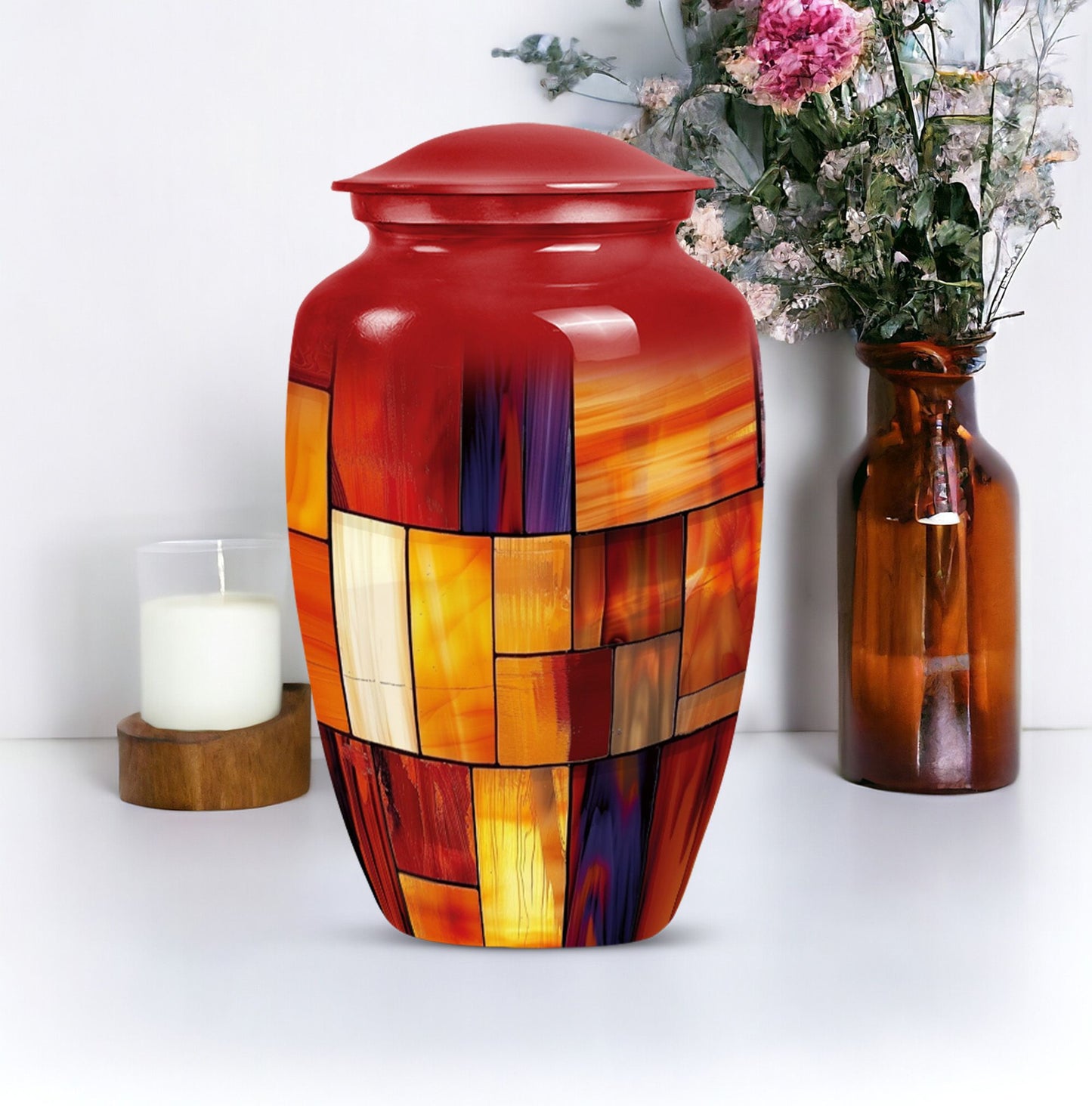 10-inch classic stained glass urn