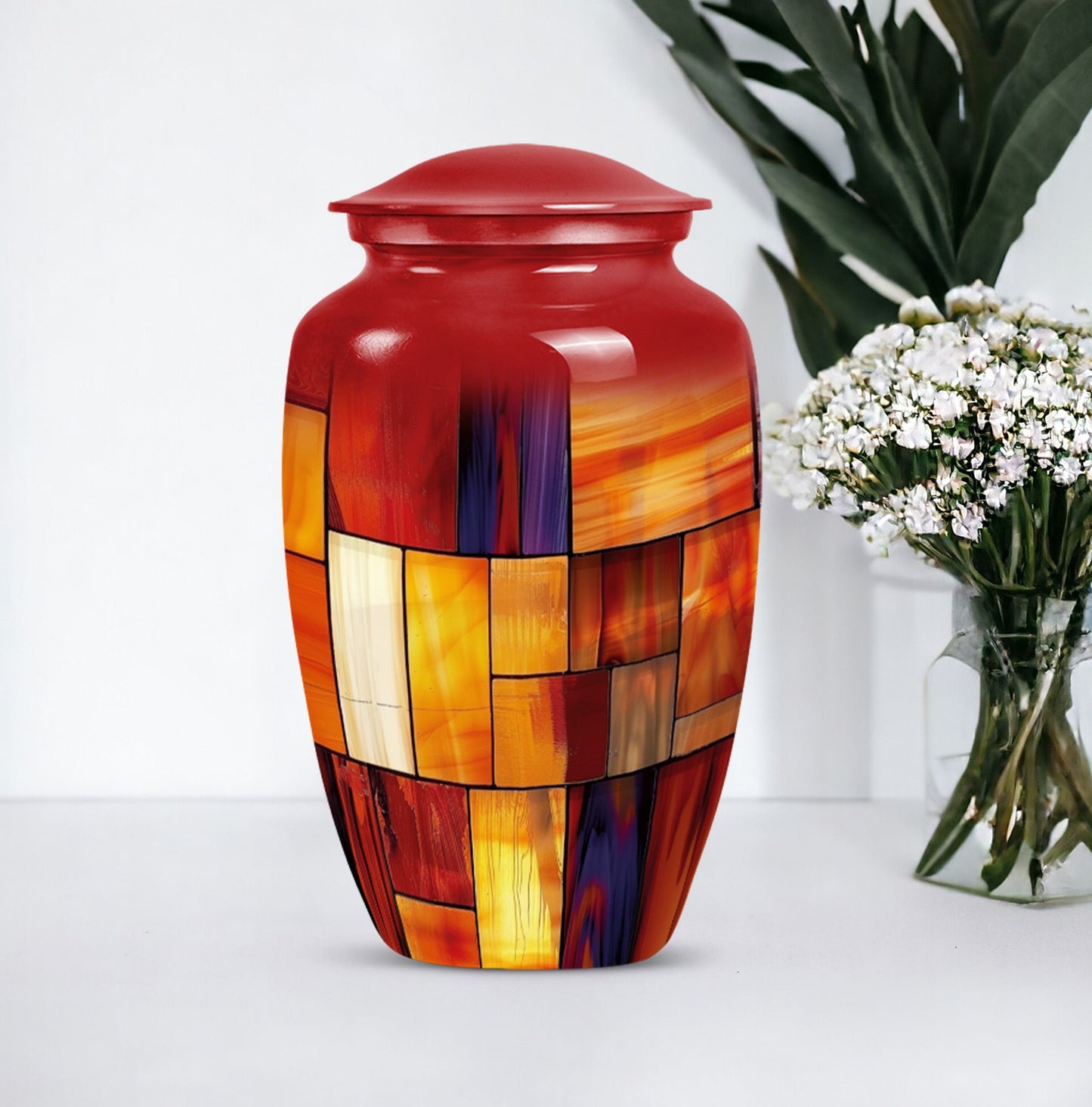 10-inch classic stained glass urn