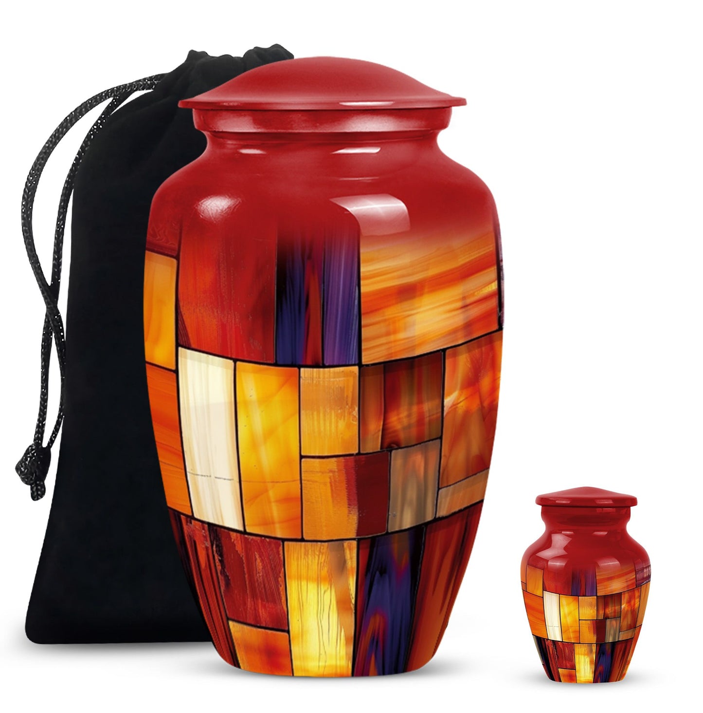 Glass Stained Glass Cremation Urn for Human Ashes - 10-inch, 200 cu in - Yatskia