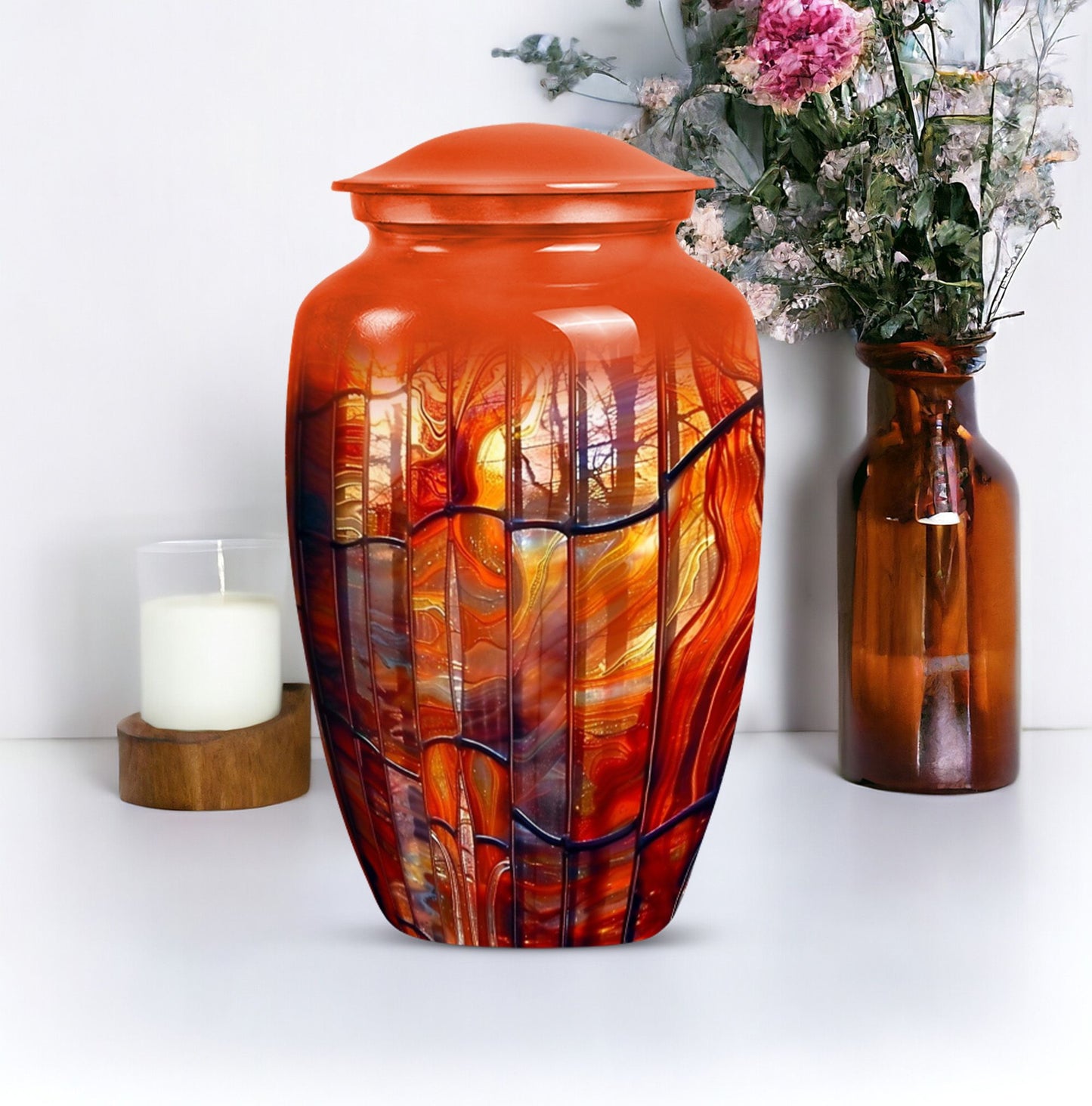 10-inch classic stained glass urn for human ashes