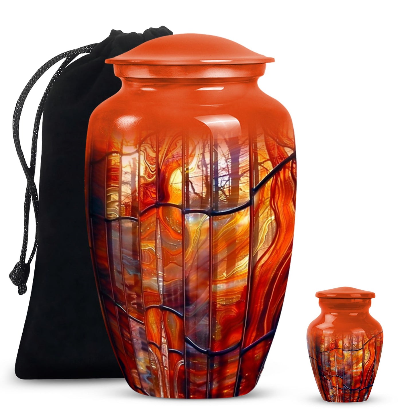 Glass Stained Glass Memorial Urn for Human Ashes - 10-inch, 200 cu in - Yatskia