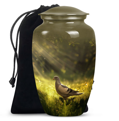 Dove themed 10-inch aluminum Classic Urn.