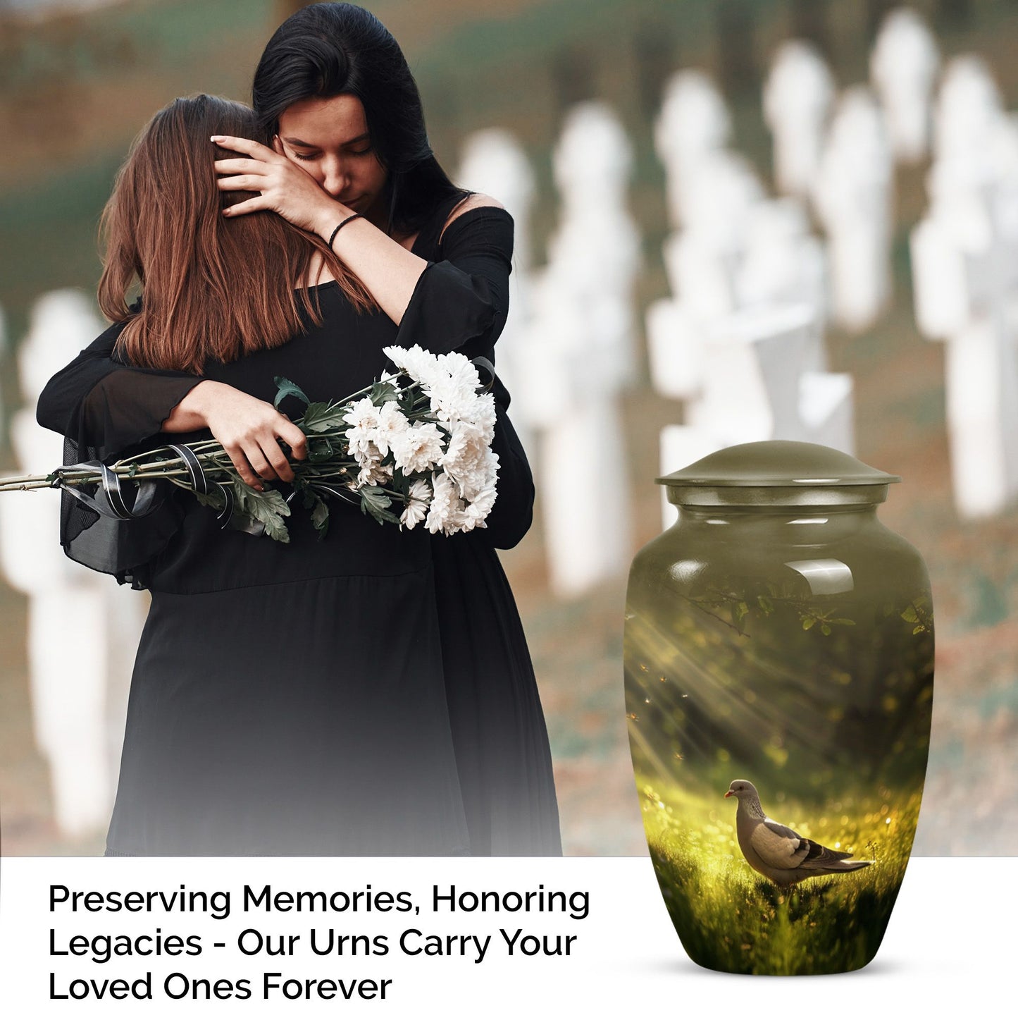 Dove themed 10-inch aluminum Classic Urn.