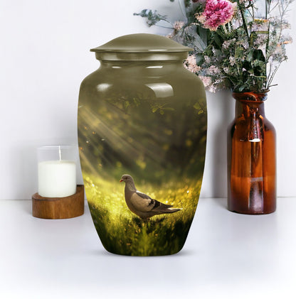 Dove themed 10-inch aluminum Classic Urn.