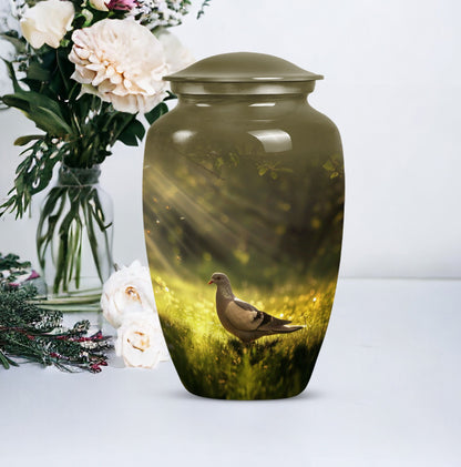 Dove themed 10-inch aluminum Classic Urn.