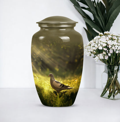 Dove themed 10-inch aluminum Classic Urn.