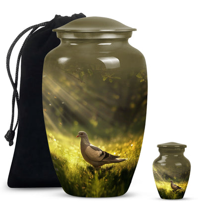 Personalized Dove Cremation Urn for Human Ashes - 3-inch, 200 cu in - Yatskia