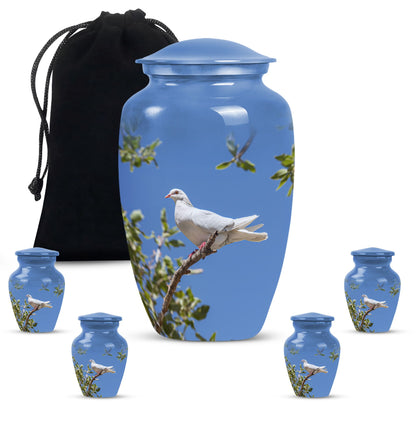 White Personalized Bird Keepsake Urn for Mom - 10-inch, 200 cu in - Yatskia
