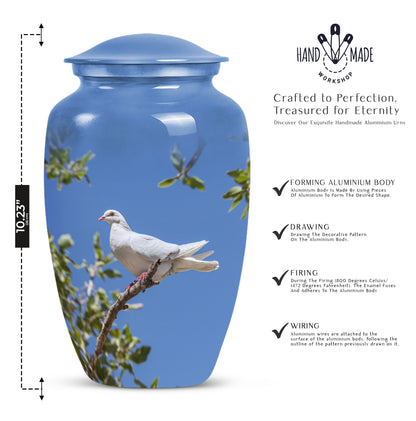 10-inch Dove-themed classic aluminum cremation urn