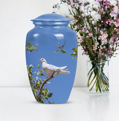 10-inch Dove-themed classic aluminum cremation urn