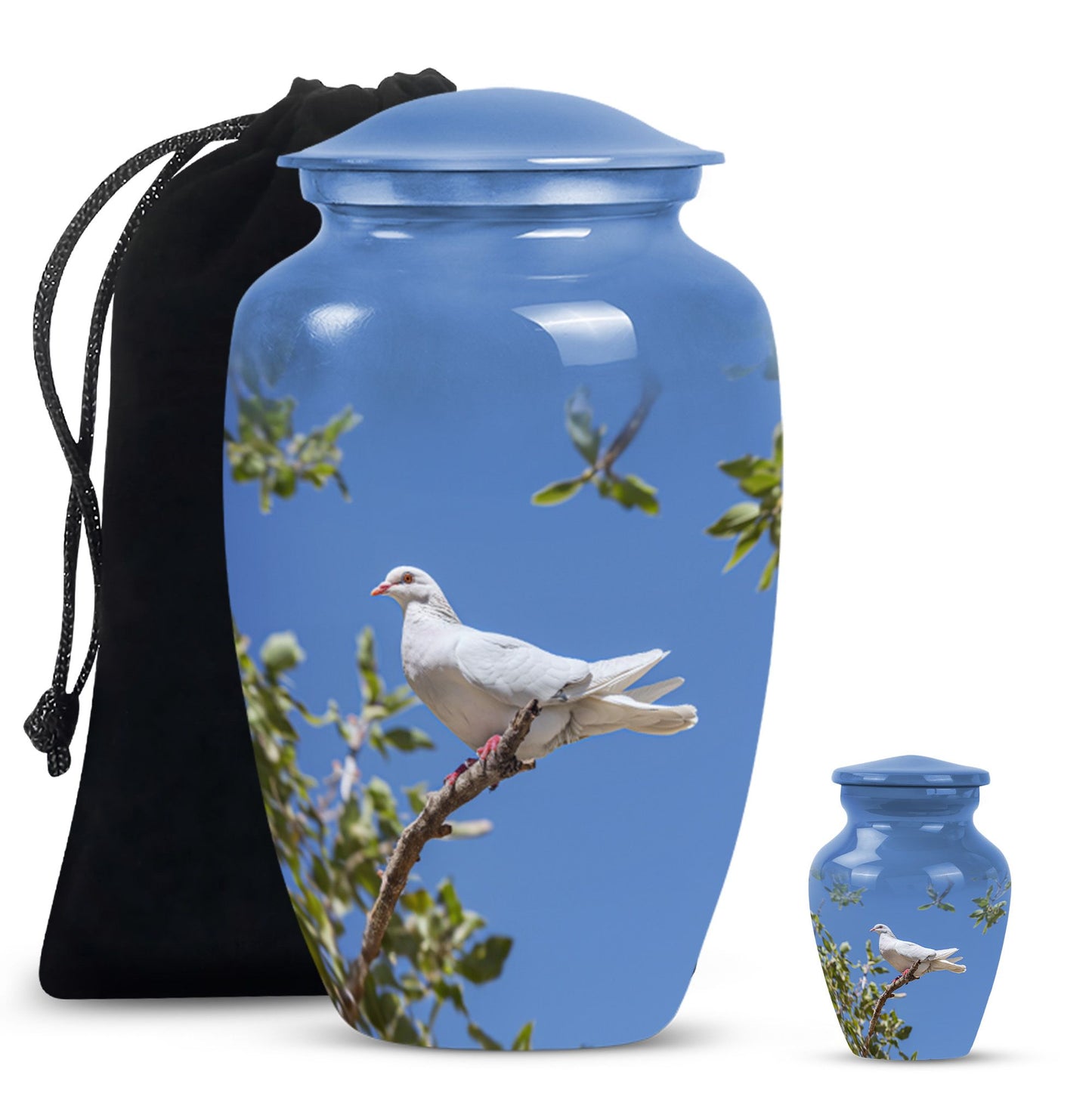White Personalized Bird Keepsake Urn for Mom - 10-inch, 200 cu in - Yatskia