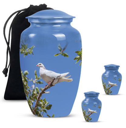 10-inch Dove-themed classic aluminum cremation urn