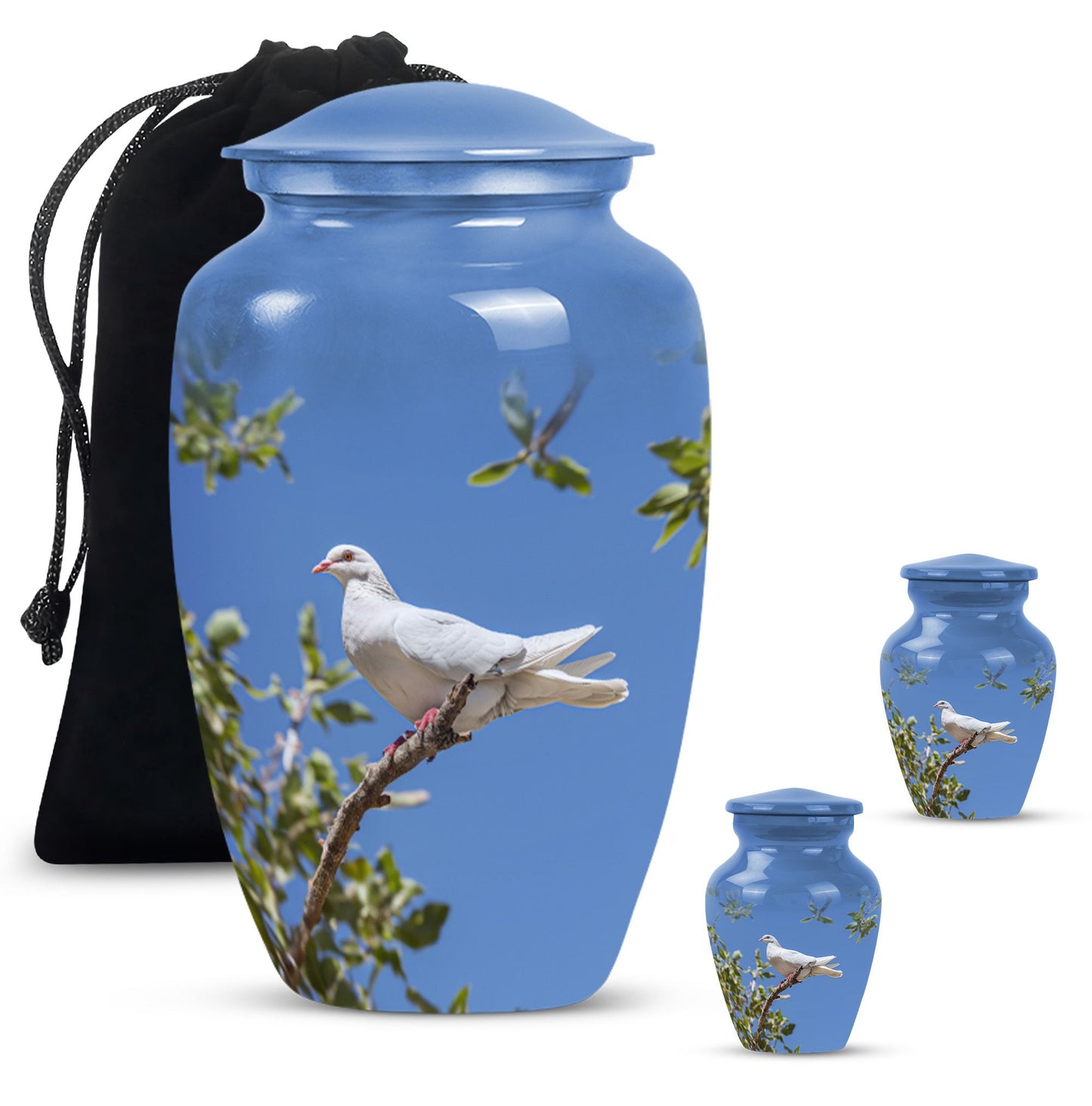 White Personalized Bird Keepsake Urn for Mom - 10-inch, 200 cu in - Yatskia