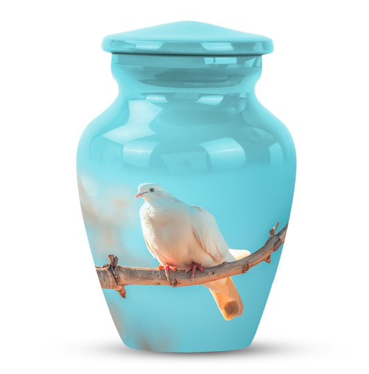 Blue Personalized Bird Cremation Urn for Men and Women - 10-inch, 200 cu in - Yatskia