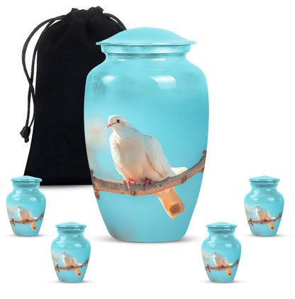 Blue Personalized Bird Cremation Urn for Men and Women - 10-inch, 200 cu in - Yatskia