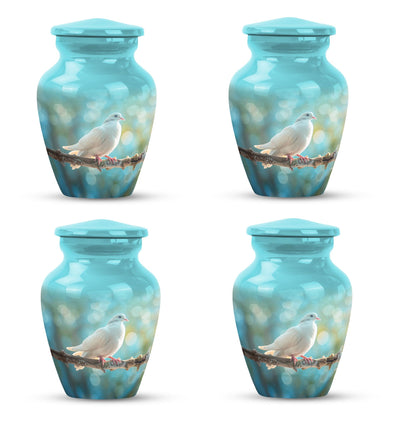 White Personalized Bird Cremation Urn for Adult - 10-inch, 200 cu in - Yatskia