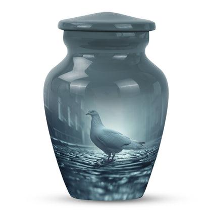 White Personalized Bird Memorial Urn for Human Ashes - 10-inch, 200 cu in - Yatskia