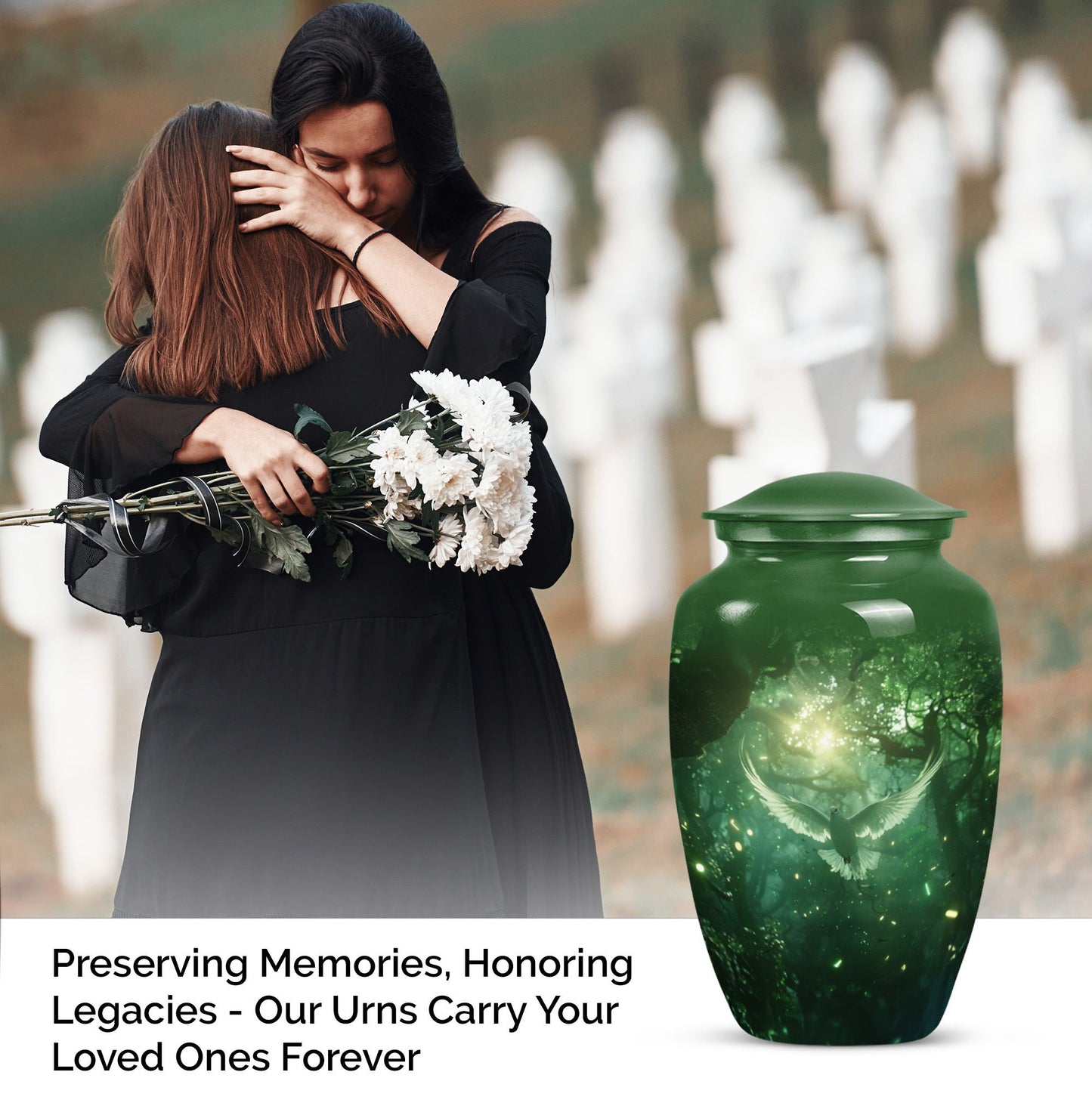 Dove themed classic urn for cremation ashes