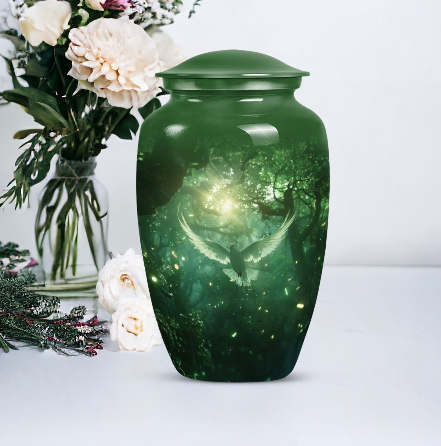 Dove themed classic urn for cremation ashes