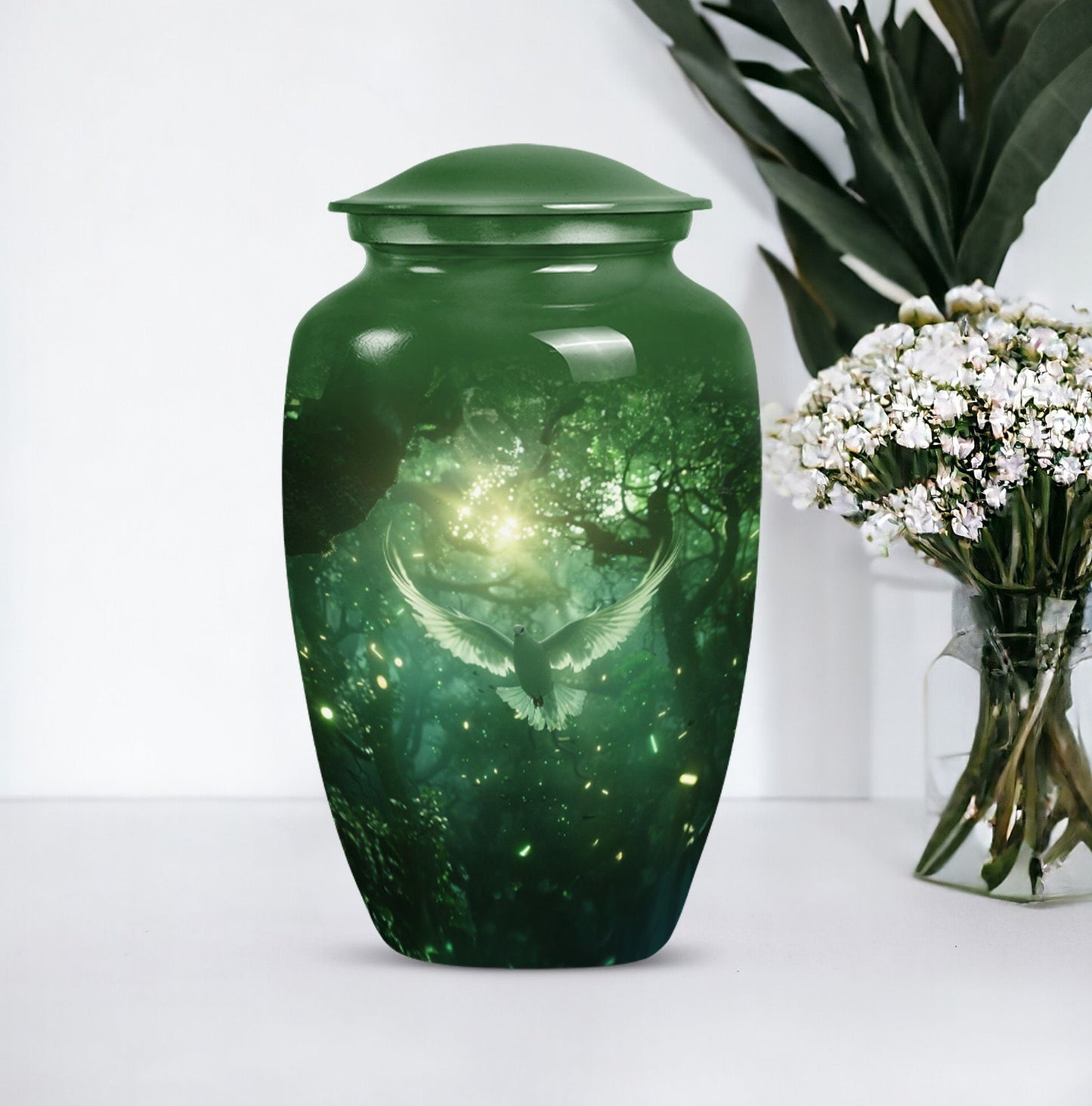 Dove themed classic urn for cremation ashes