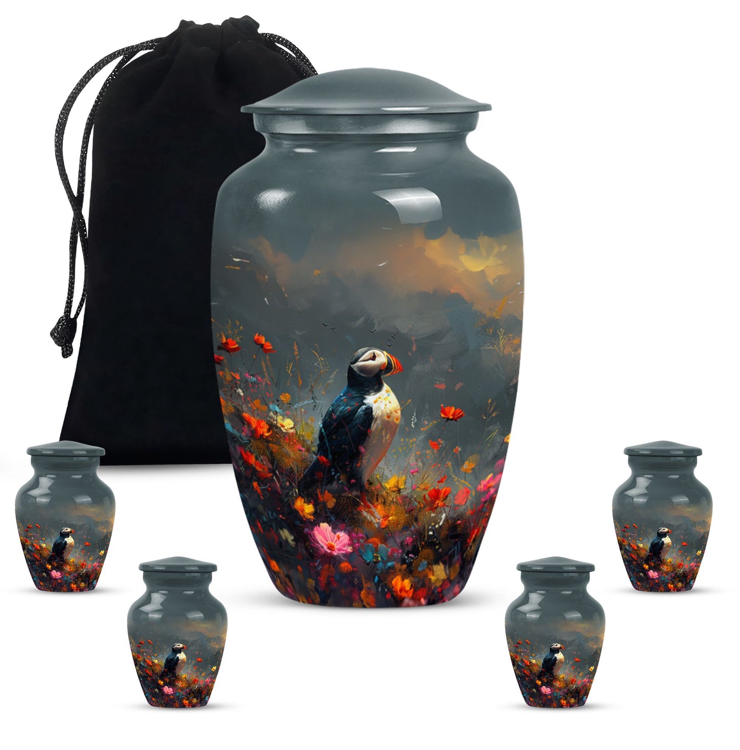 Colorful Personalized Bird Keepsake Urn for Mom - 10-inch, 200 cu in - Yatskia