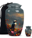Artistic Puffin Bird Keepsake Urns - Colorful Floral Ashes Urn For Mom